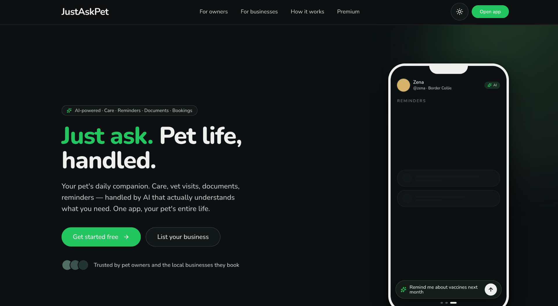 JustAskPet mobile app